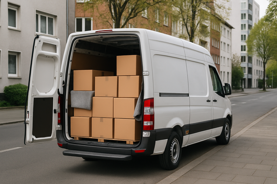 Professionelle Umzugshelfer mit Transporter in Dortmund